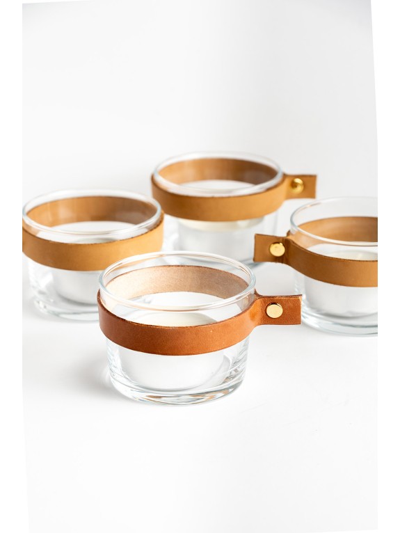 Glass Candle with leather strip - Wasacs