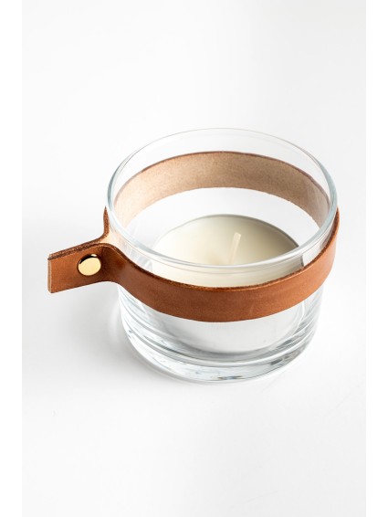 Glass Candle with leather strip - Wasacs